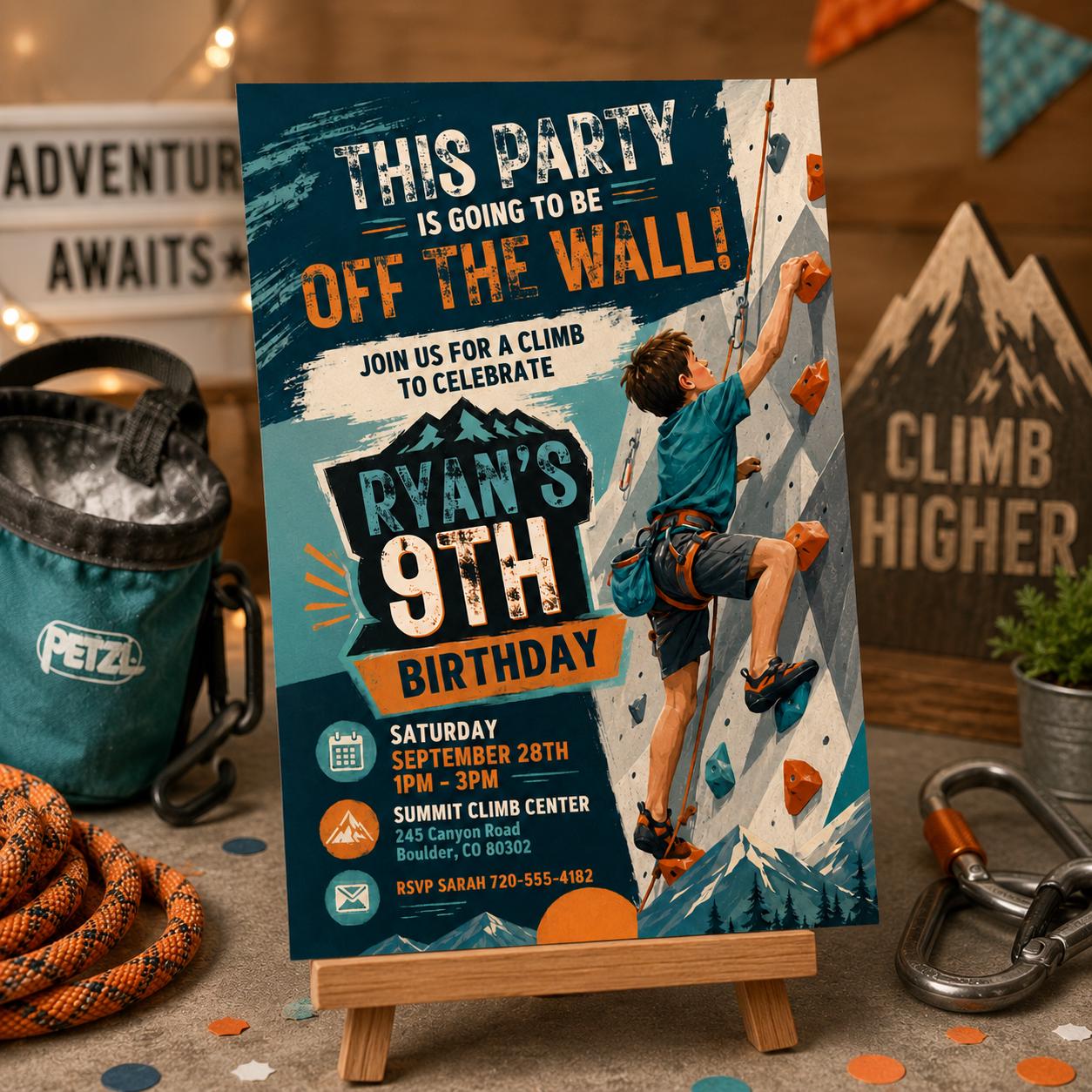 Climber Editable Birthday Invite, Printable Rock climbing Invitation, climbing wall invitation, rock climb Birthday Invite template __etsy:8032297130