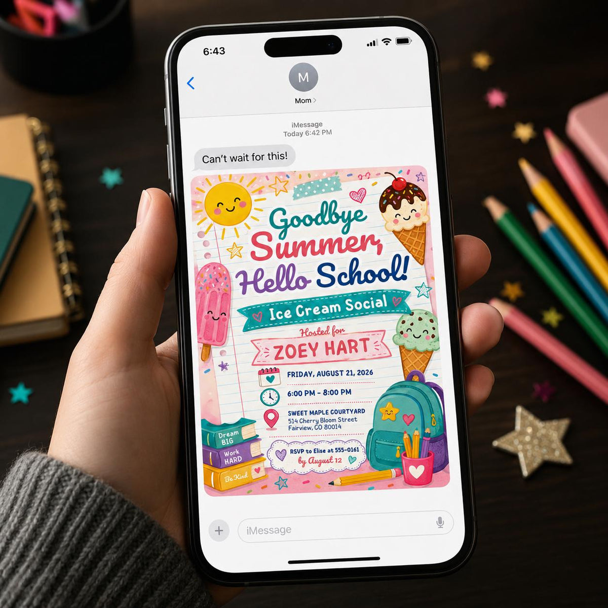 Back to School Ice Cream Social Invitation — back-to-school event stationery by VoltBy