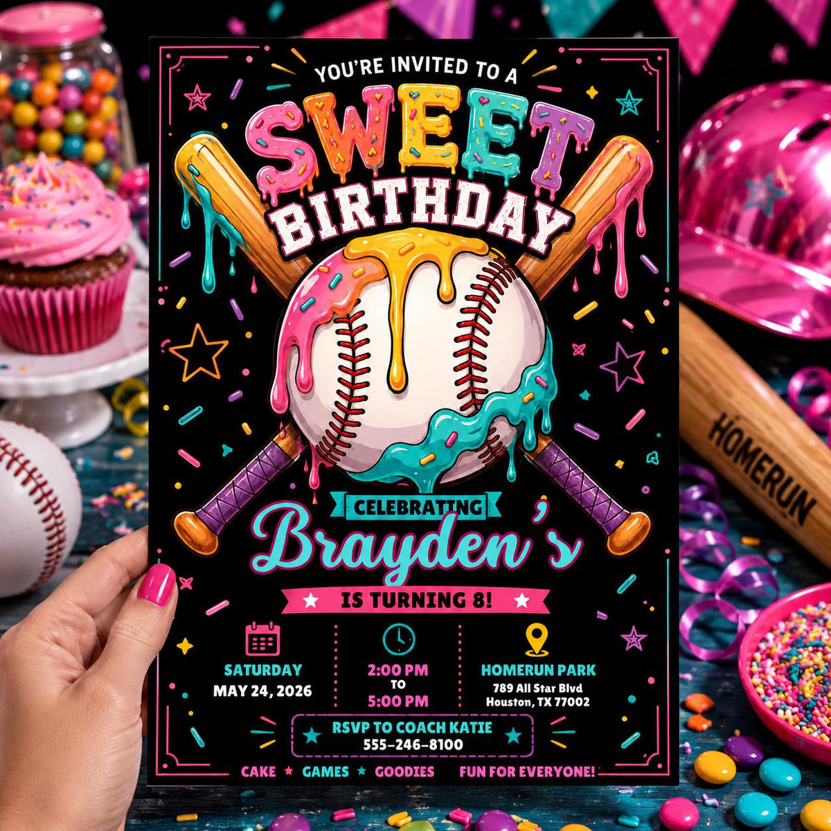 Baseball Birthday Invitation — birthday party stationery by VoltBy