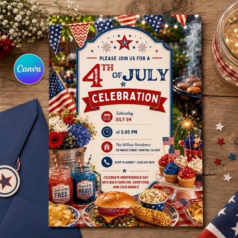 BBQ 4th of July Celebration Invitation
