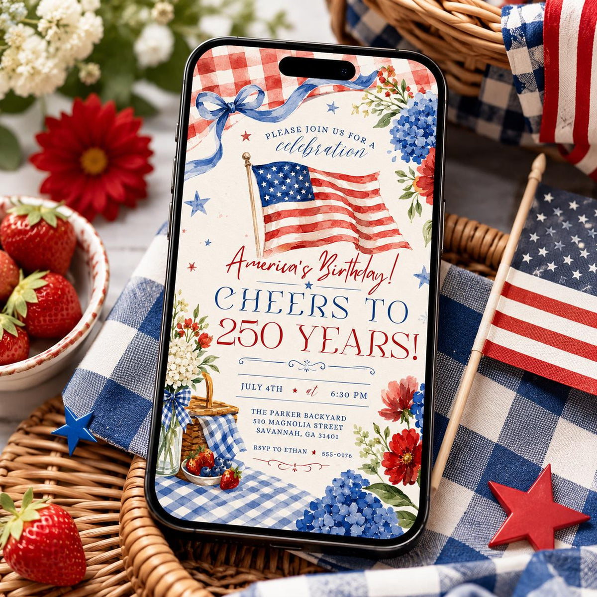 BBQ America 250 Party Invitation — anniversary stationery by VoltBy