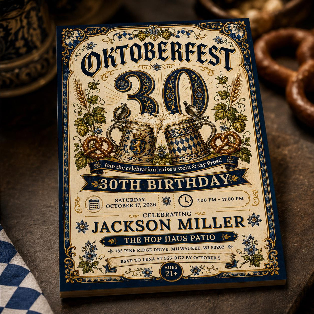 Beer 30th Birthday Oktoberfest Invitation — 30th birthday party stationery by VoltBy