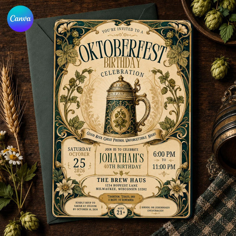 Beer 40th Birthday Oktoberfest Invitation