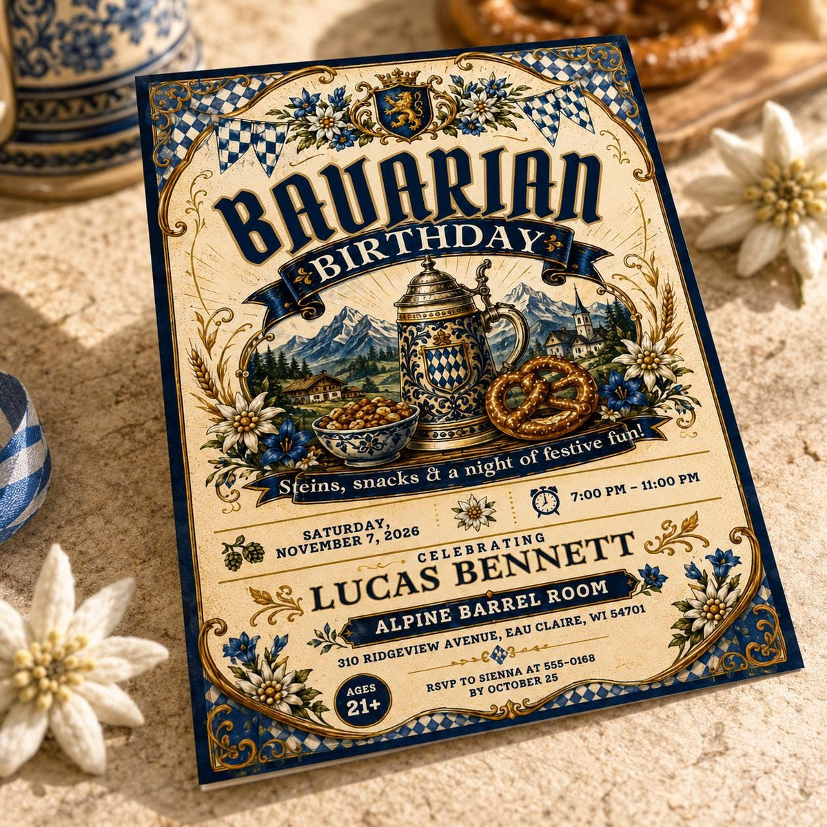 Beer Bavarian Birthday Invitation — birthday party stationery by VoltBy
