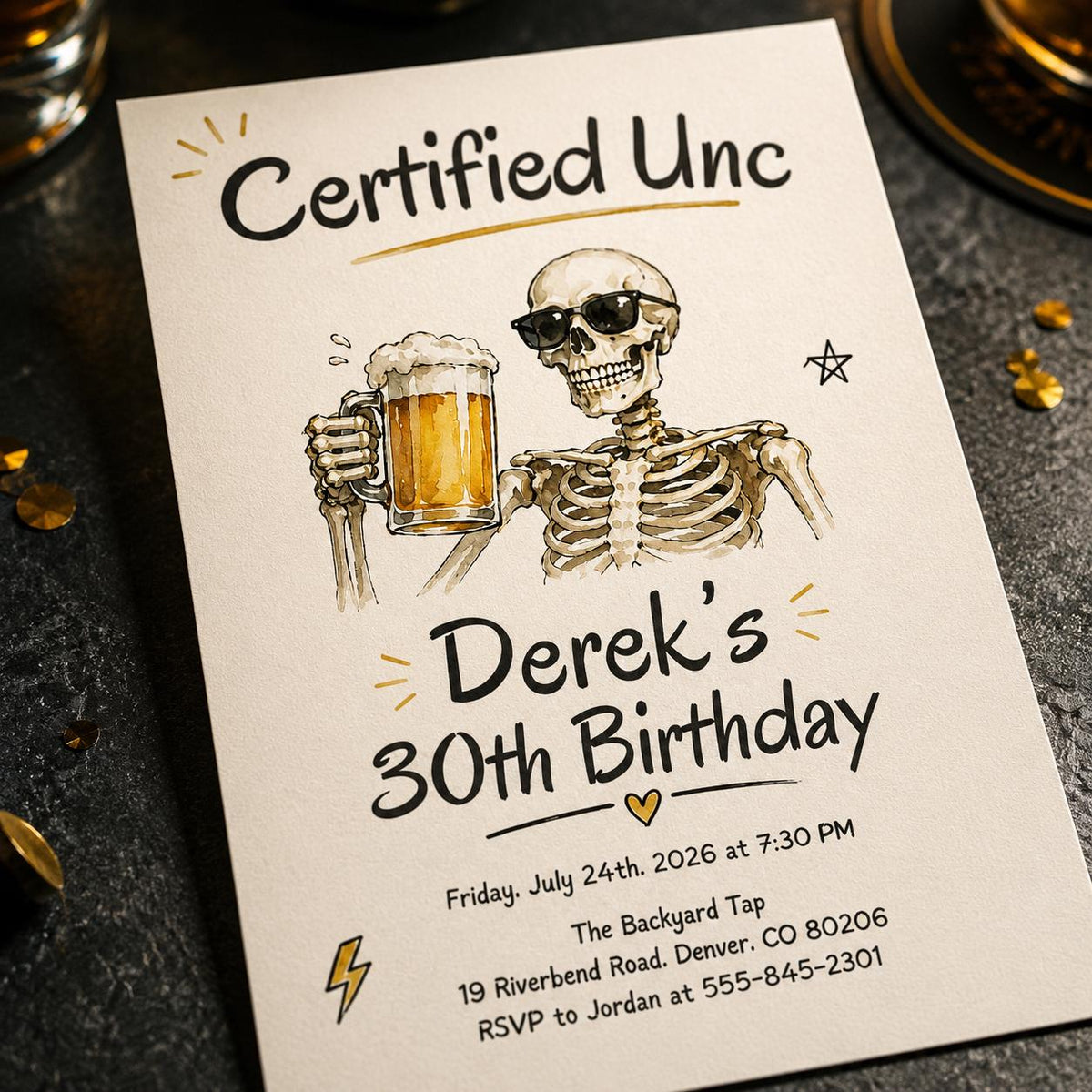 Beer Certified Unc 30th Birthday Invitation — digital invitation, instant download
