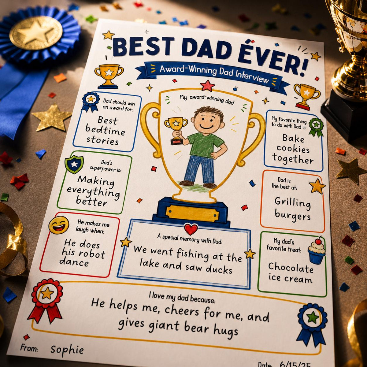 Best Dad Ever Award Interview Worksheet — digital printable worksheet, instant download