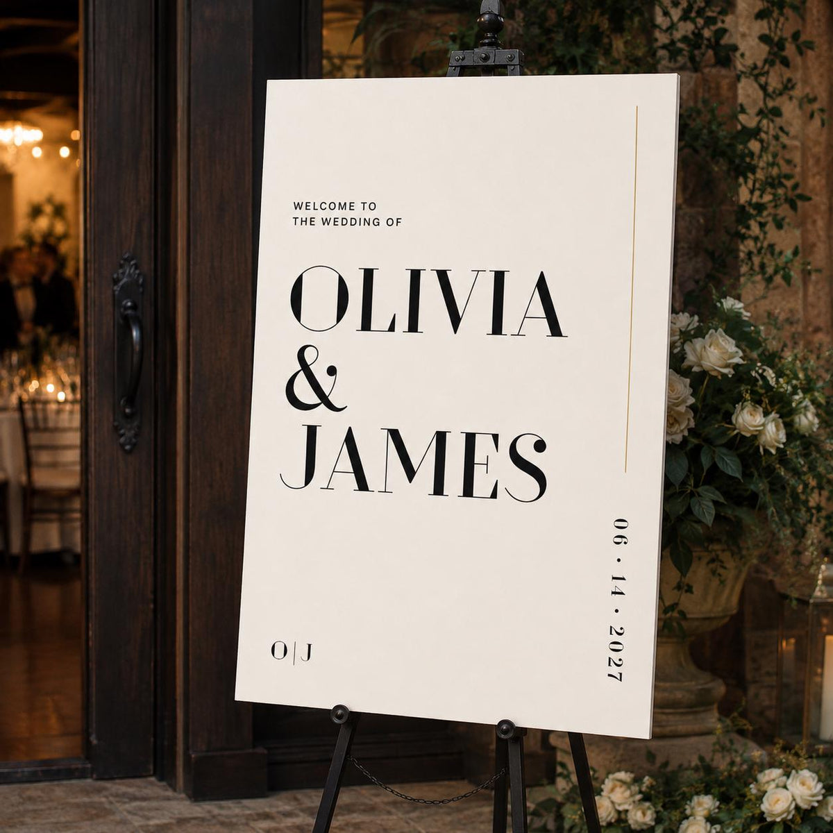 Black and White Minimalist Wedding Welcome Sign — digital welcome sign, instant download