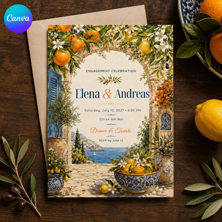 Blue Engagement Party Invitation