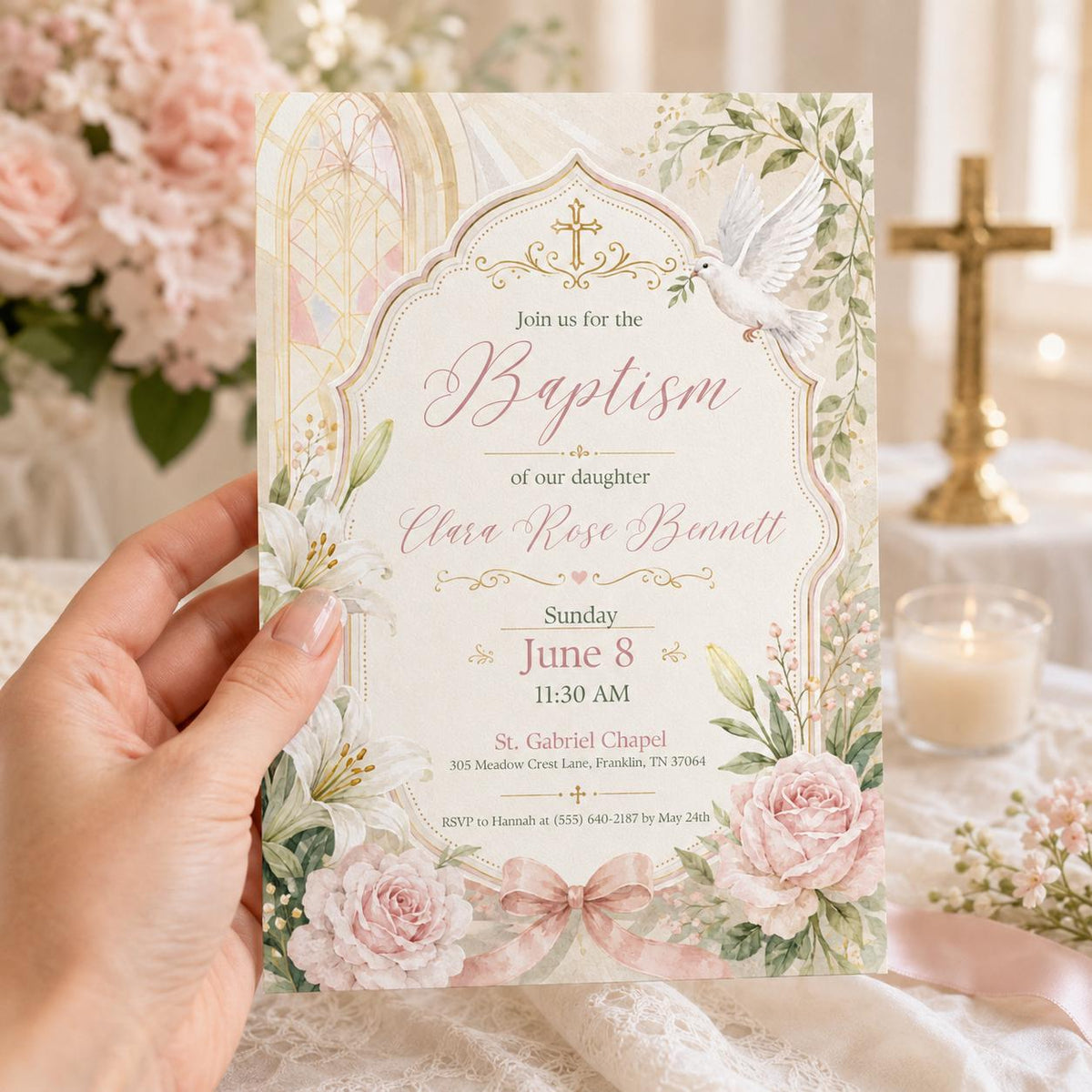 Blue Modern Baptism Invitation — print-ready baptism design from VoltBy