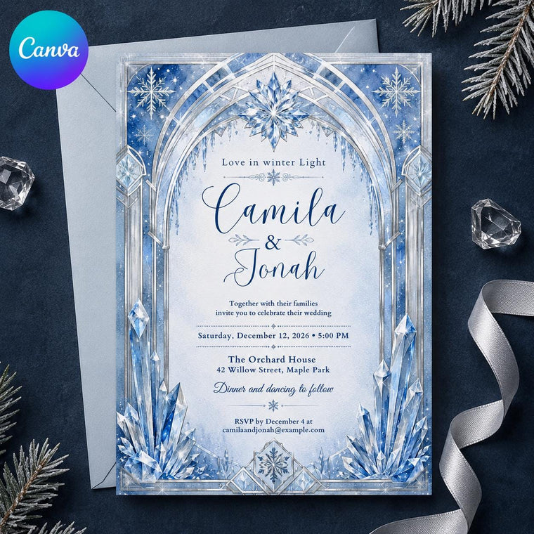 Blue Winter Wedding Invitation
