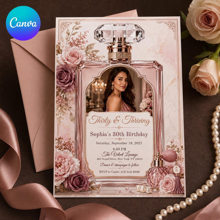 Blush Pink Floral 30th Birthday Invitation