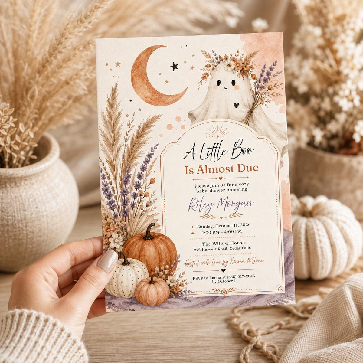 Boho Ghost Baby Shower Invitation — baby shower stationery by VoltBy