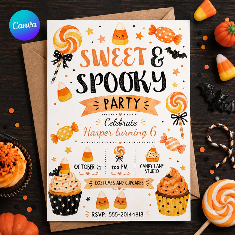 Candy Sweet and Spooky Birthday Invitation