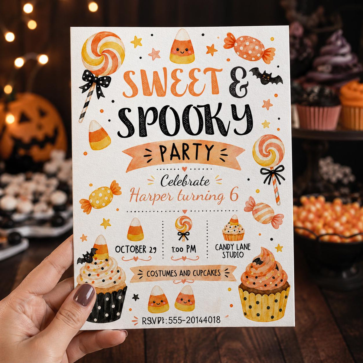 Candy Sweet and Spooky Birthday Invitation — birthday party stationery by VoltBy