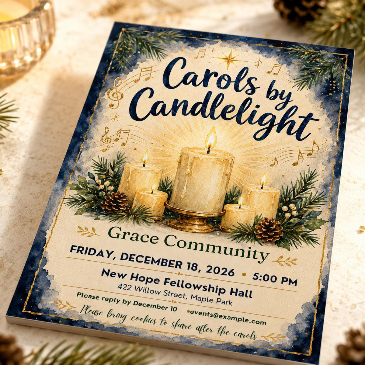 Carols by Candlelight Invitation — digital invitation, instant download