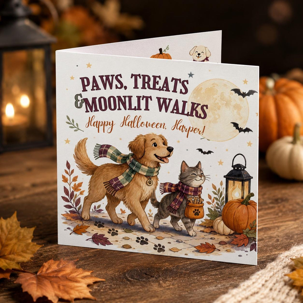Cat Pet Halloween Greeting Card — digital greeting card, instant download