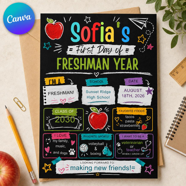 Chalkboard First Day of Freshman Year Sign