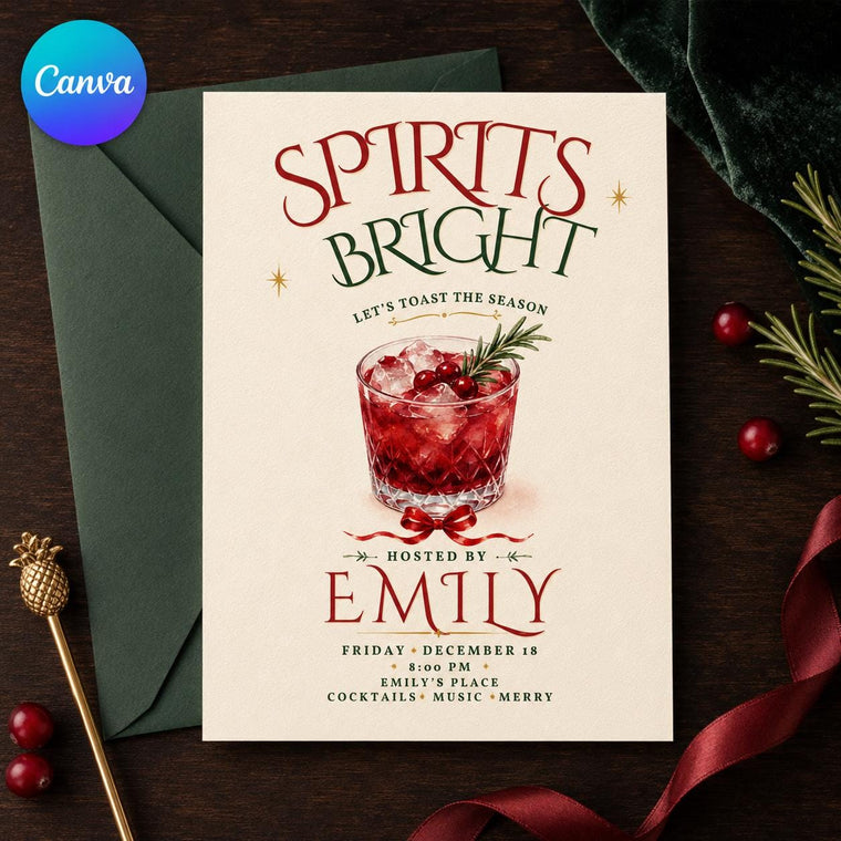 Christmas Cocktail Party Invitation: Spirits Bright Holiday Party