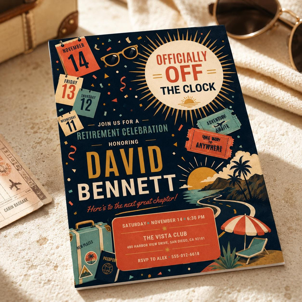 Clock Retirement Party Invitation — digital invitation, instant download