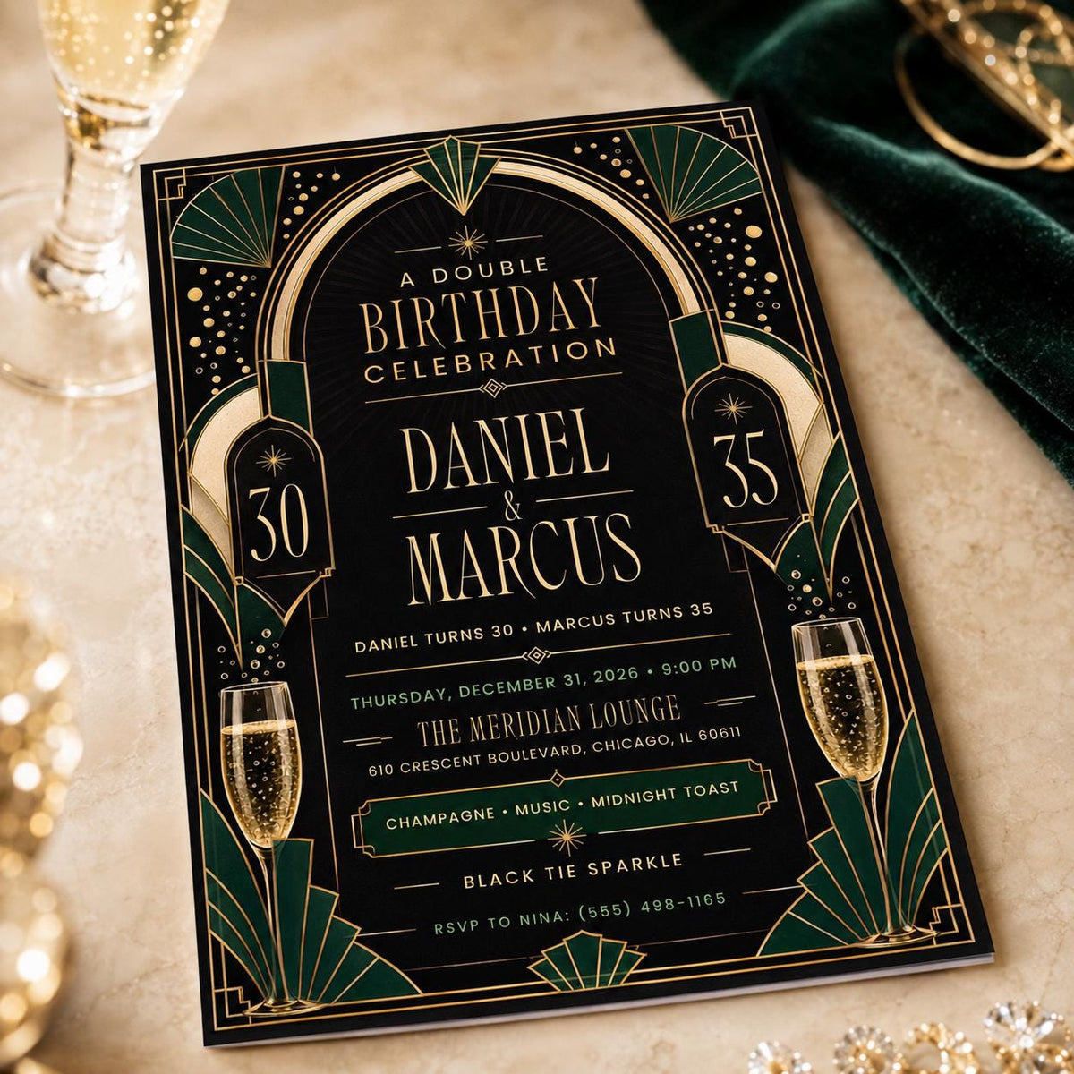 Cocktail 30th Birthday Martini Invitation — 30th birthday party stationery by VoltBy
