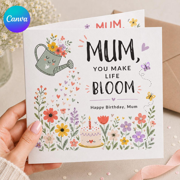 Colorful Floral Mum Birthday Greeting Card