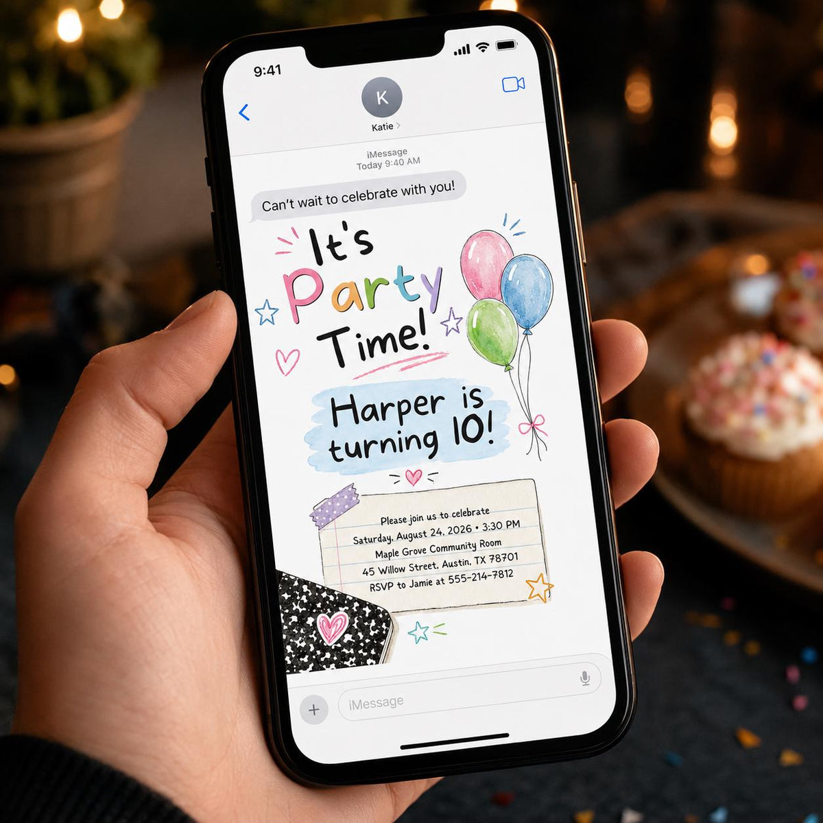 Colorful Kids 10th Birthday Invitation — digital invitation, instant download
