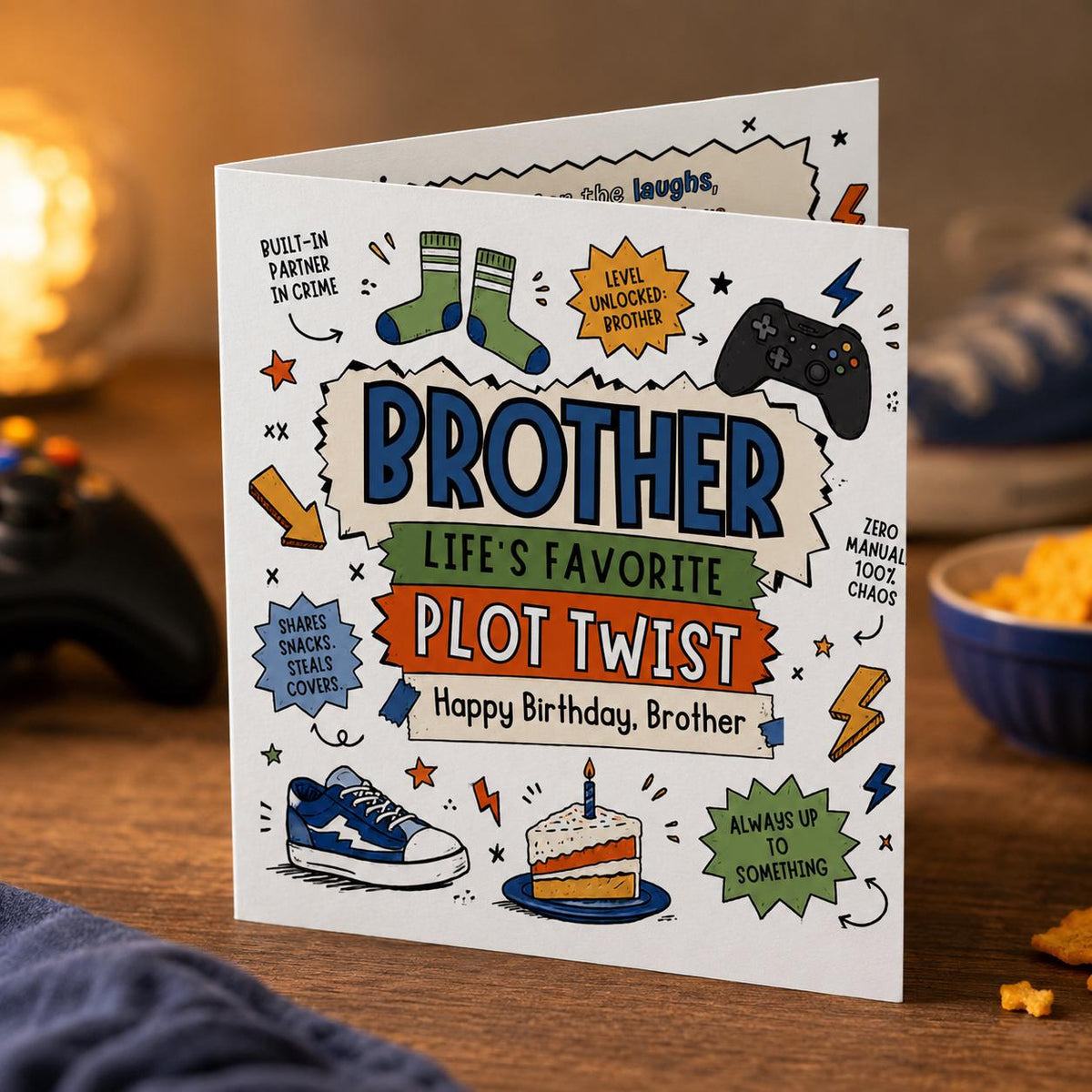Comic Book Funny Brother Birthday Greeting Card — digital greeting card, instant download