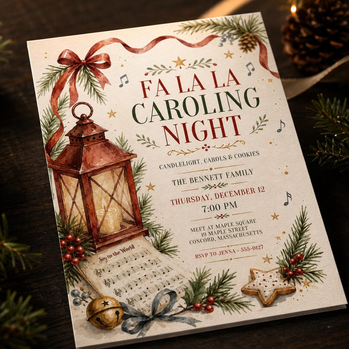 Cookie Christmas Caroling Invitation — digital invitation, instant download