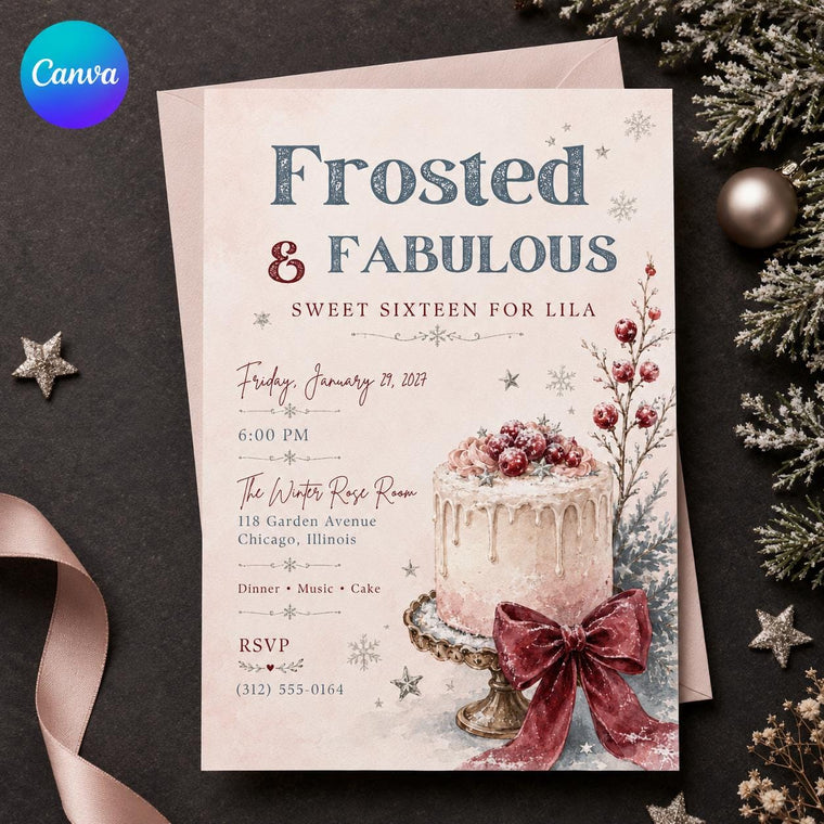 Coquette Winter Sweet 16 Invitation