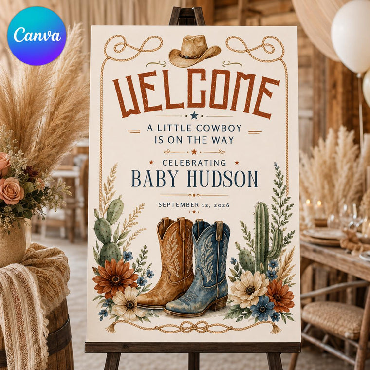 Cowboy Baby Shower Welcome Sign