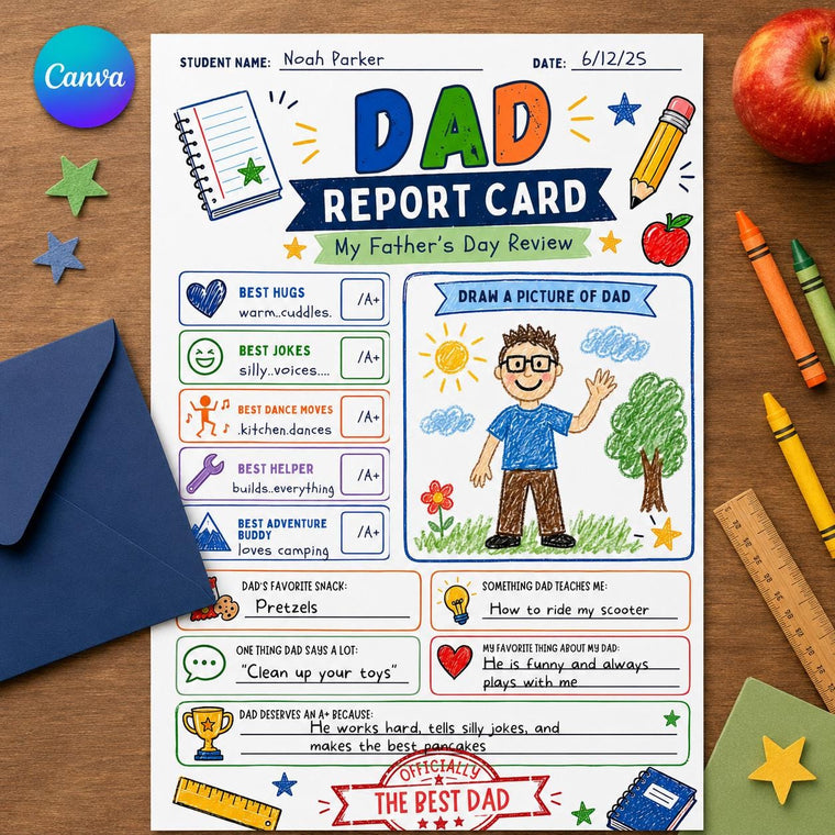 Dad Report Card Father's Day Worksheet