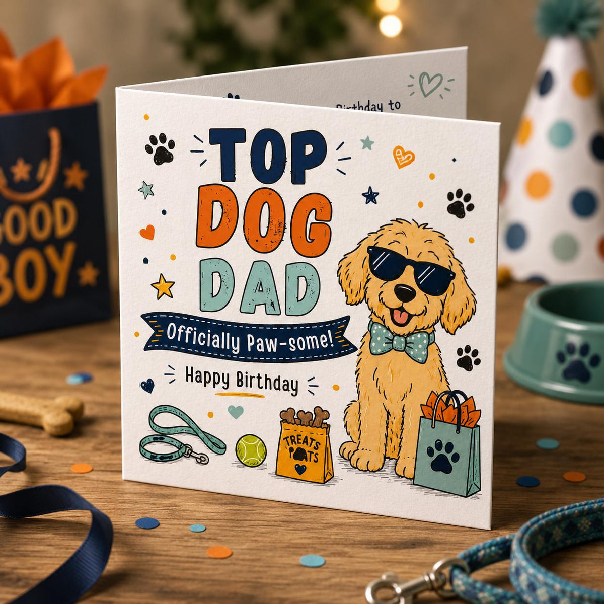 Dog Dad Birthday Greeting Card from the Dog — digital greeting card, instant download