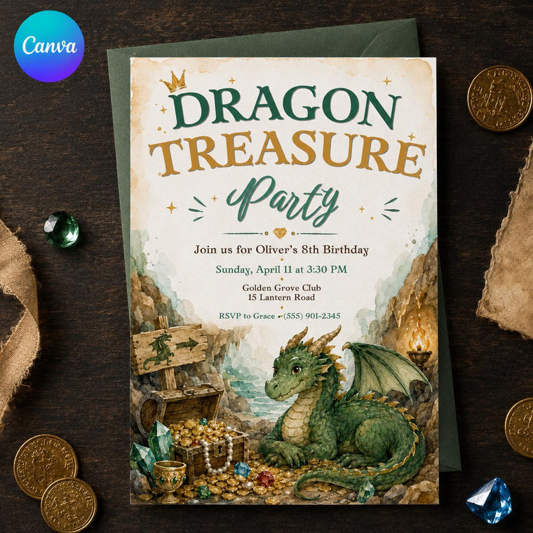 Dragon 8th Birthday Invitation