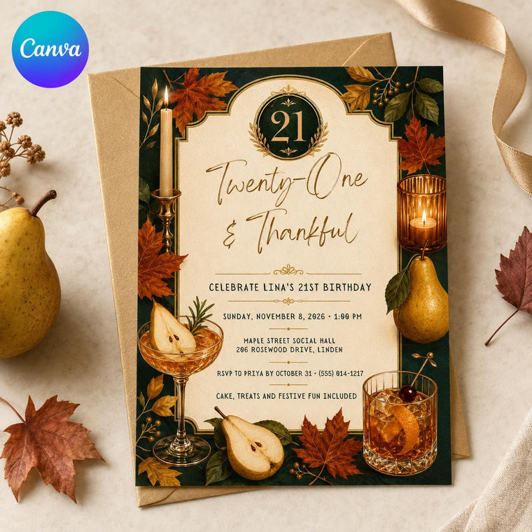 Elegant 21st Birthday Invitation