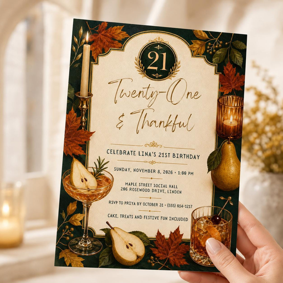 Elegant 21st Birthday Invitation — 21st birthday party stationery by VoltBy
