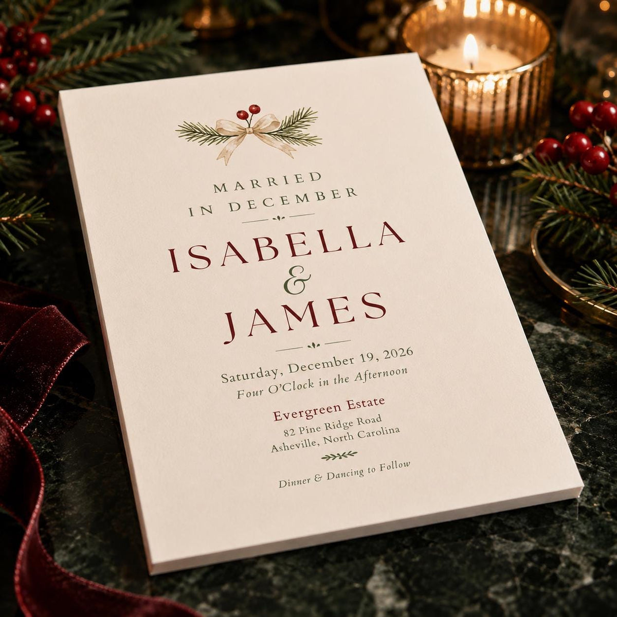Elegant Christmas Wedding Invitation: Married in December Winter Wedding — digital invitation, instant download
