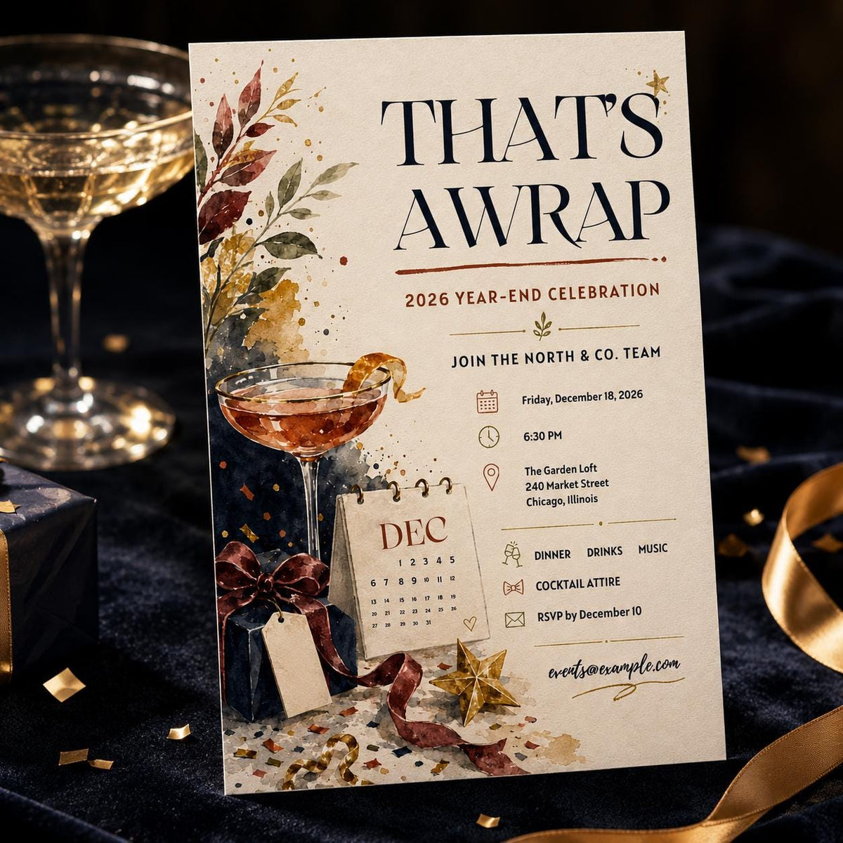Elegant Company Year End Party Invitation — corporate event stationery by VoltBy