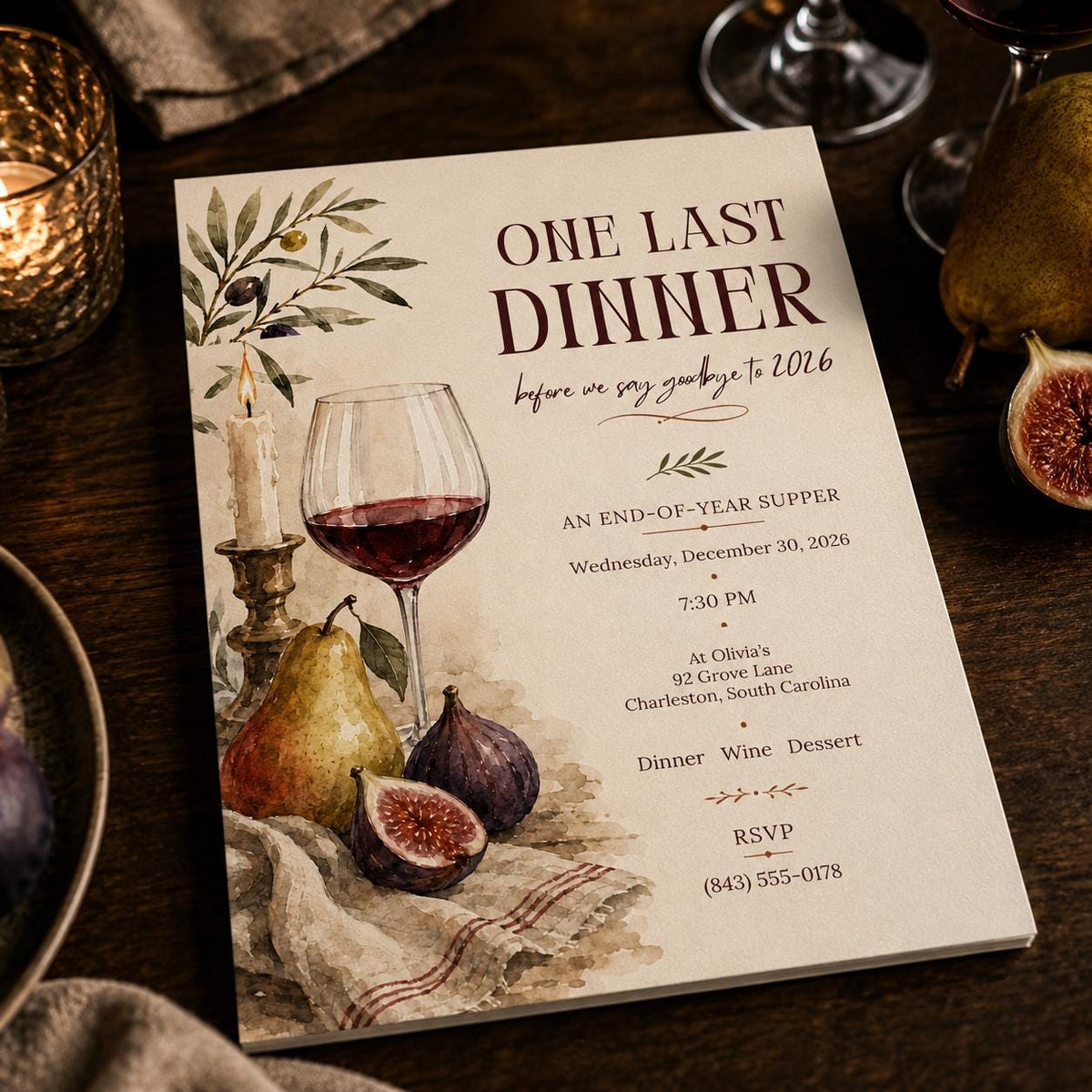 Elegant End of Year Dinner Invitation — end-of-year celebration stationery by VoltBy