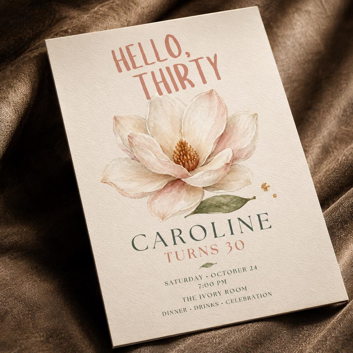 Elegant Floral 30th Birthday Invitation — print-ready 30th birthday party design from VoltBy