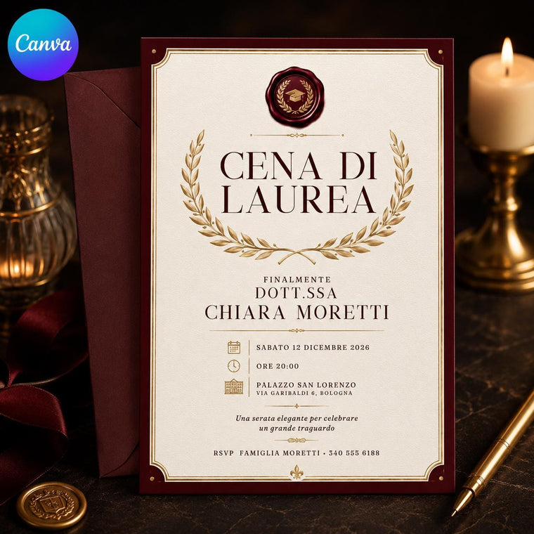 Elegant Italian Graduation Dinner Invitation