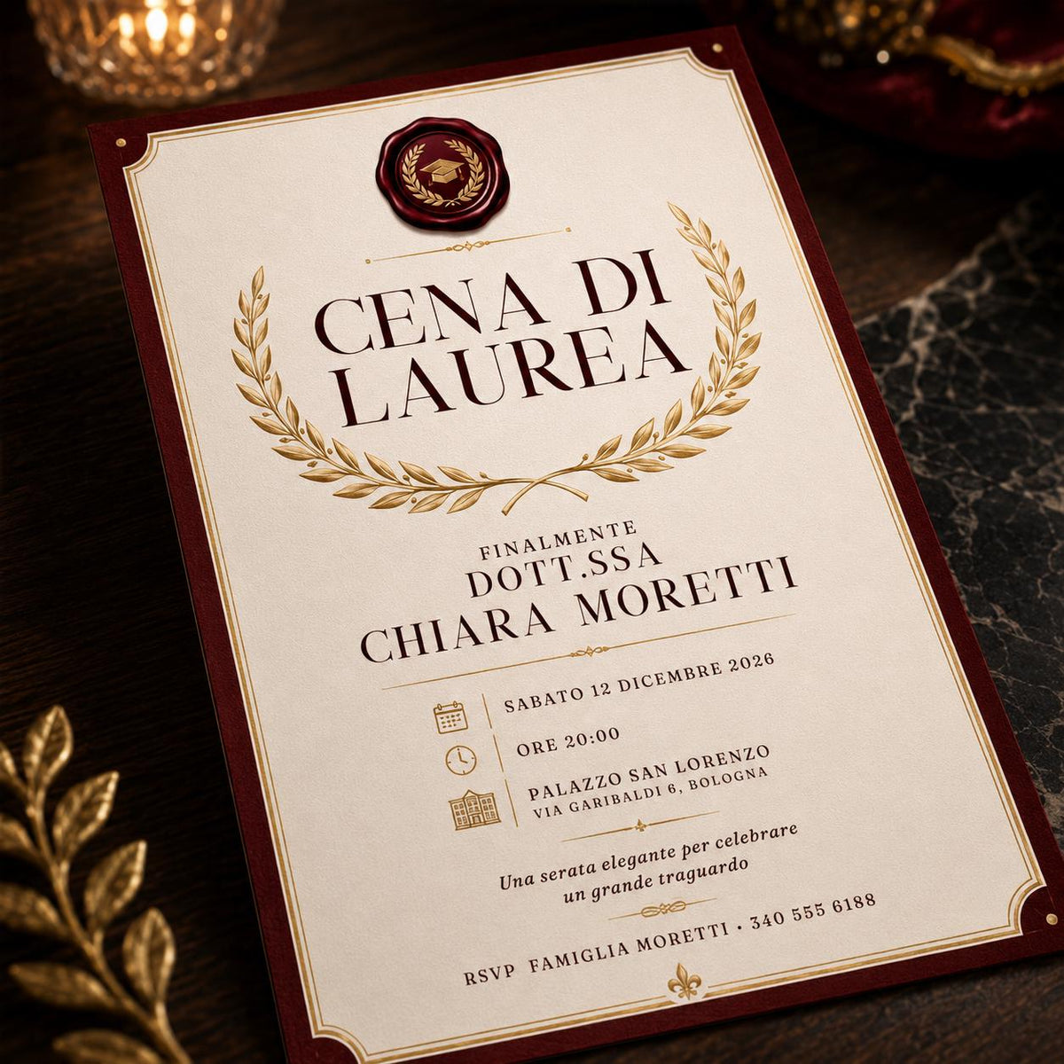 Elegant Italian Graduation Dinner Invitation — graduation party stationery by VoltBy