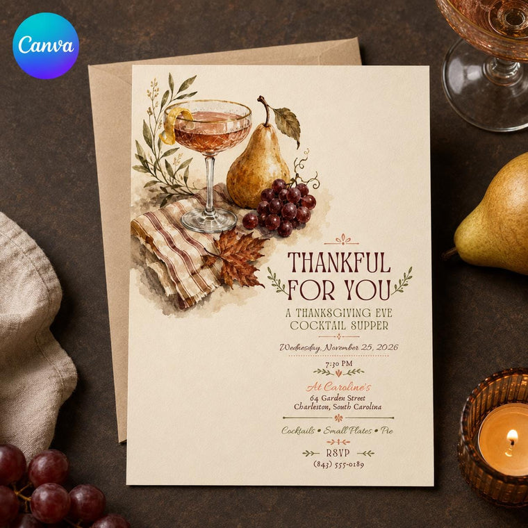 Elegant Thanksgiving Cocktail Party Invitation