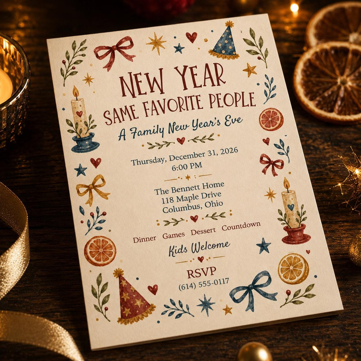 Family New Years Eve Invitation — New Year party stationery by VoltBy