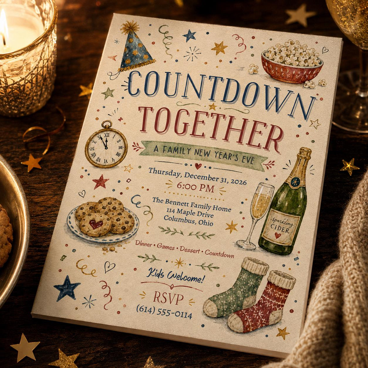 Family New Year's Eve Invitation — New Year party stationery by VoltBy