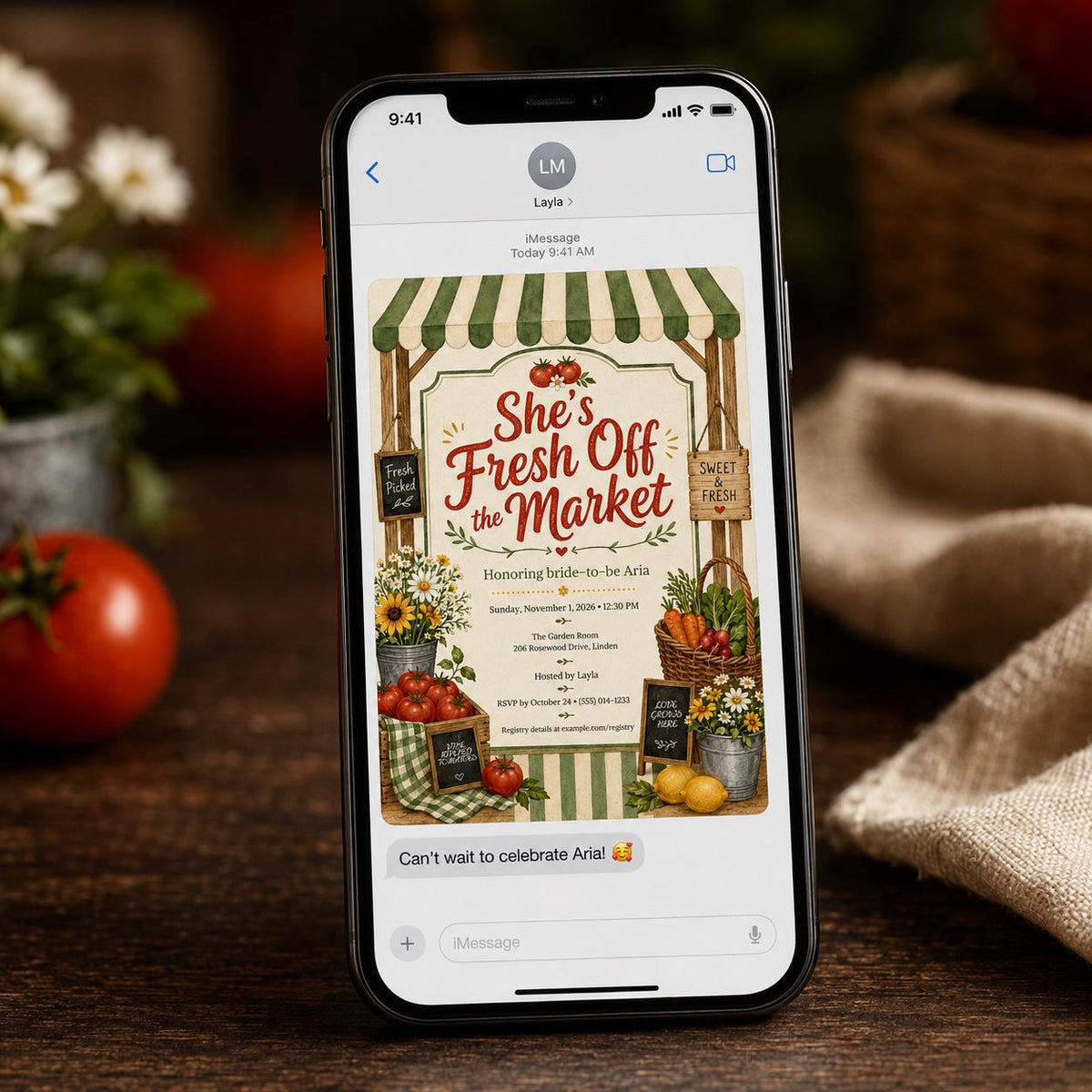 Farmers Market Bridal Shower Invitation — bridal shower stationery by VoltBy