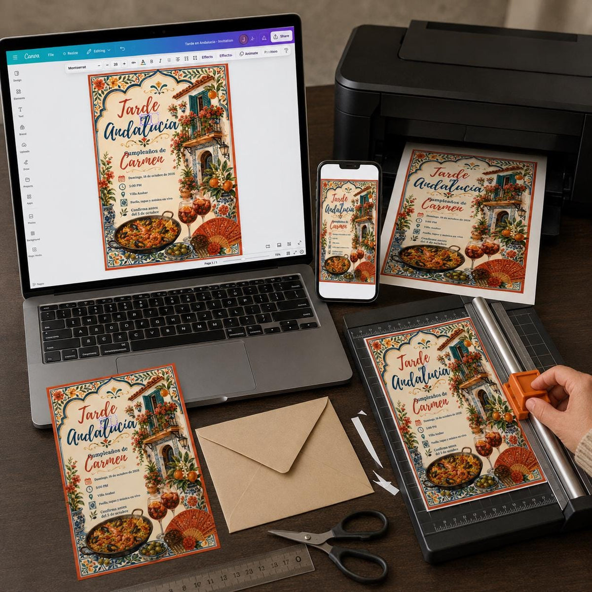 Fiesta Spanish Birthday Invitation: Andalusia Paella and Sangria Fiesta — birthday party stationery by VoltBy