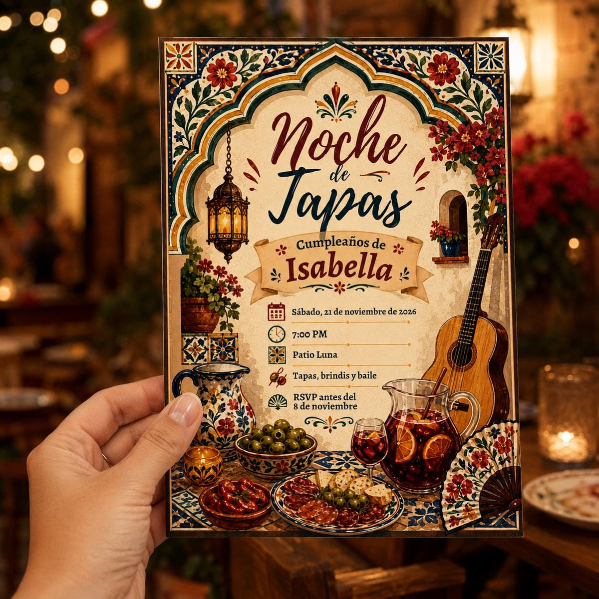 Fiesta Spanish Birthday Invitation: Noche de Tapas and Sangria Fiesta — birthday party stationery by VoltBy