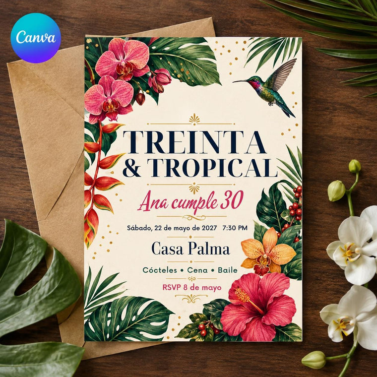 Floral Spanish 30th Birthday Invitation