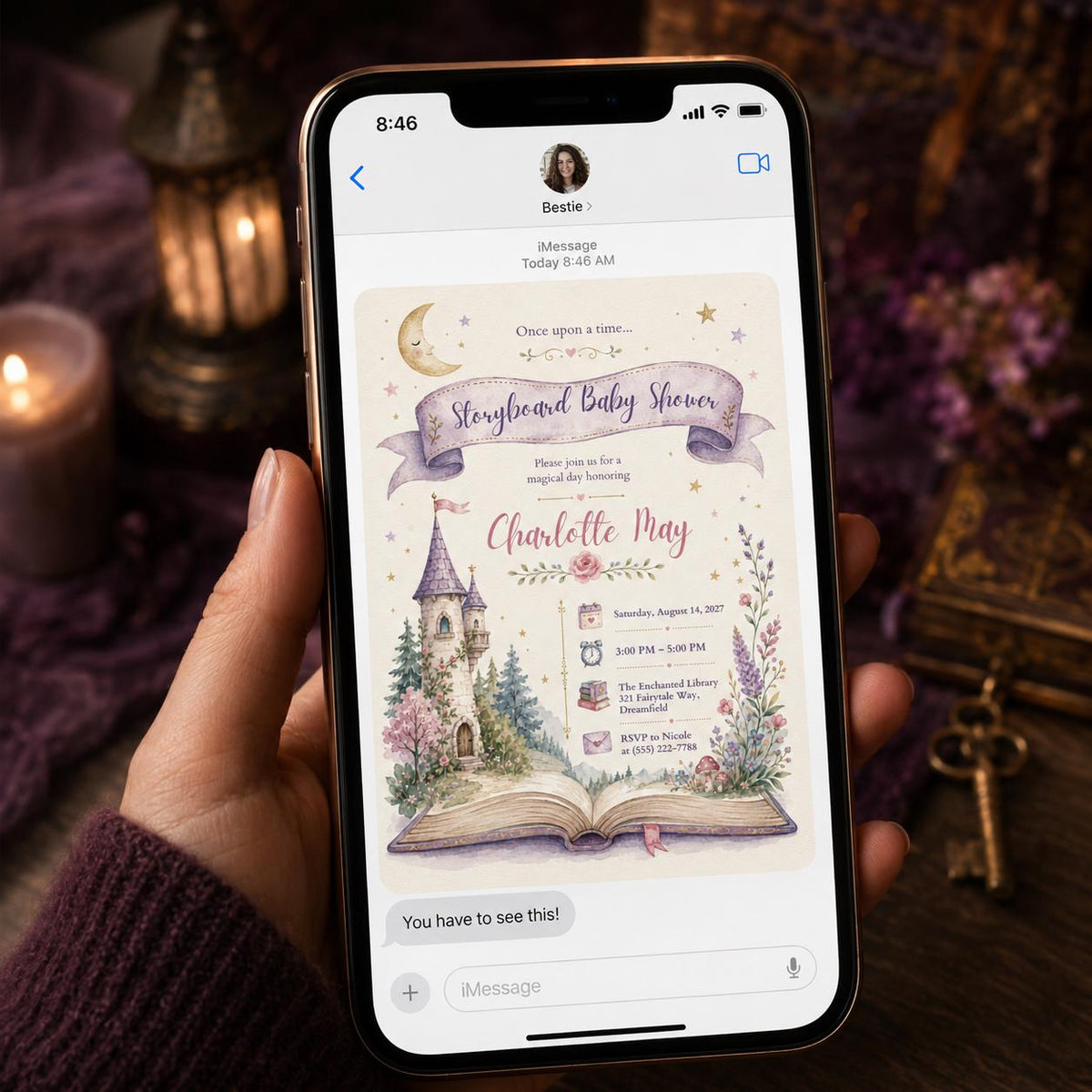 Floral Storybook Baby Shower Invitation — digital invitation, instant download