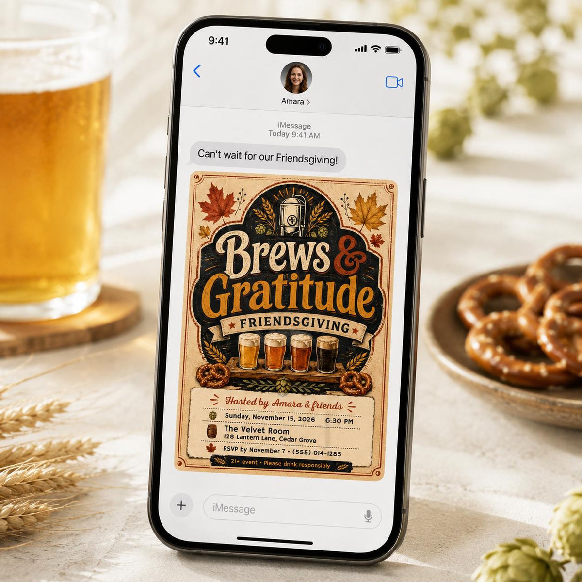 Friendsgiving Beer Tasting Invitation — Friendsgiving stationery by VoltBy